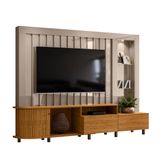 Estante Home Theater Com Led Le Mans 2,40 M Cor Fendi Naturale - Madetec