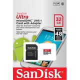 Cartão de Memória SanDisk Micro SD Ultra + Adaptador 32GB Classe 10