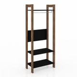 Estante Para Closet Aberto Com Cabideiro 65x165cm Preto Tecno Mobili