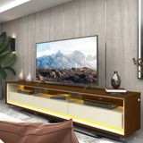 Rack para TV até 85 Polegadas com LED com Rodízios Requinte 211cm Castanho/Off White