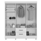 Guarda Roupa Casal 6 Portas E Cômoda 4 Gavetas 01 Porta Lite Nature Off White - Móveis Leão