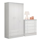 Guarda Roupa Com 3 Portas E Cômoda Hamilton Branco Branco