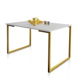 Mesa De Jantar Steel Estilo Industrial Pés De Aço 120x80cm Dourado/branco