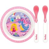 Kit Alimentação Prato Aventuras Princesa + Colher Termossensível - Buba