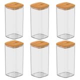 Kit 6 Potes Herméticos Organizador Bambu Natural 340ml - Ou