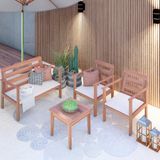Conjunto para Jardim com 1 Sofá 2 Poltronas 1 Mesa de Centro Madeira Maciça Cairo Cedro Rosa