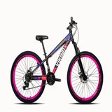 Bicicleta Viking Aro 26 Preto Rosa Câmbios Shimanos Aro Rosa Vmaxx
