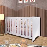 Berço Infantil Com Colchão 60cm X 130cm E Rodízios Branco Thornton Shop Jm