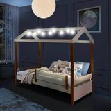 Cama Casinha Com Led Solteiro 95 X 200 Cm Branco Marrom Elô Shop Jm