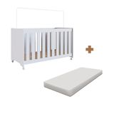 Berço Com Rodízios Aconchego Com Colchão 60cm X 130cm Branco Kindred Completa Móveis