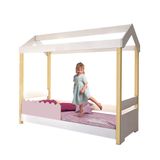 Cama Casinha Com Colchão Ortobom Solteiro Montessoriana 99 X 200 Cm Branco Grade Rosê Jolie Shop Jm