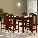 Mesa De Jantar Retangular 6 Lugares Madeira Maciça Safira Castanho Shop Jm