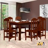 Conjunto Sala De Jantar Madeira Maciça Safira Com 6 Lugares Castanho Shop Jm