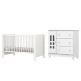 Dormitório Infantil Carolina Baby Berço Americano Mini Cama 2 Em 1 E Cômoda Para Quarto Bebê Helena Branco