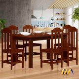 Conjunto Mesa De Jantar Madeira Maciça Safira Com 6 Lugares Castanho Shop Jm