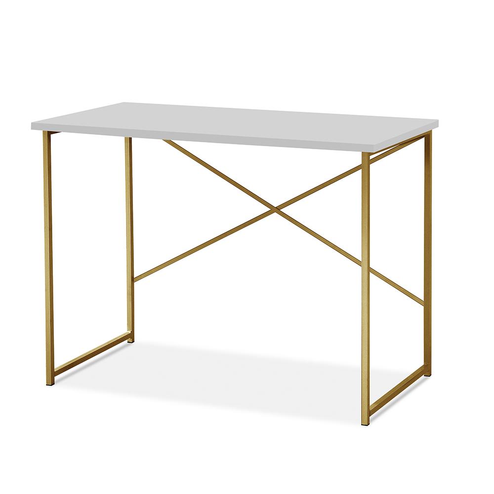 Aparador Steel 76 Cm Estilo Industrial Com Pés Em Aço Dourado/branco