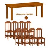 Mesa Retangular Com 8 Cadeiras Madeira Maciça 200 X 88 Mel Solene Shop Jm