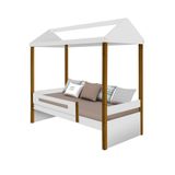 Cama Montessoriana Com Casinha Sara Branco E Mel Solteiro