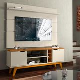 Painel Com Rack Para Tv 50 Polegadas Off White Cumaru Prism Patrimar