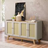 Aparador Buffet Para Sala Classico Linea Brasil Lazio Carvalho Off White