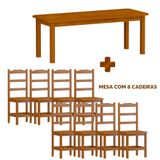 Mesa Retangular Com 8 Cadeiras Madeira Maciça 200 X 88 Mel Plácida Shop Jm