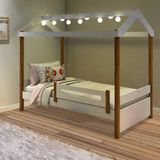 Cama De Solteiro Com Led Casinha Montessoriana Elis Divaloto Branco E Mel