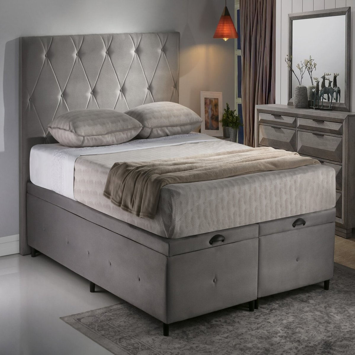 Base Box Baú Queen Premium 158x198cm Cinza