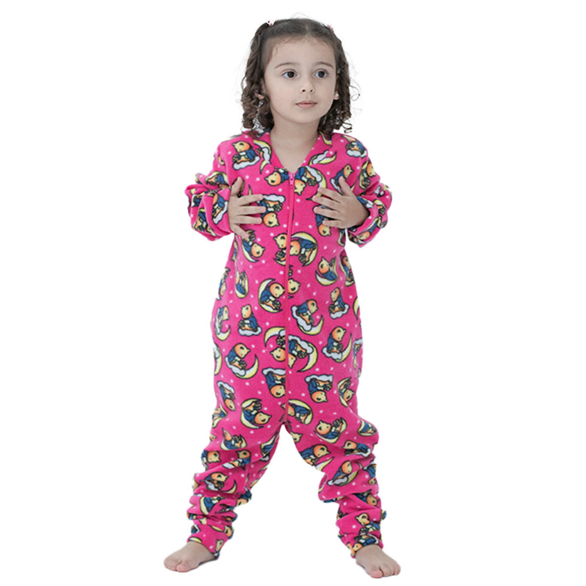 Pijama Infantil Macacão Kigurumi Fantasia Estampa Urso - Rosa-escuro - 2
