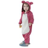 Pijama Infantil Macacão Kigurumi Fantasia Urso Rosa - Rosa-escuro - 10