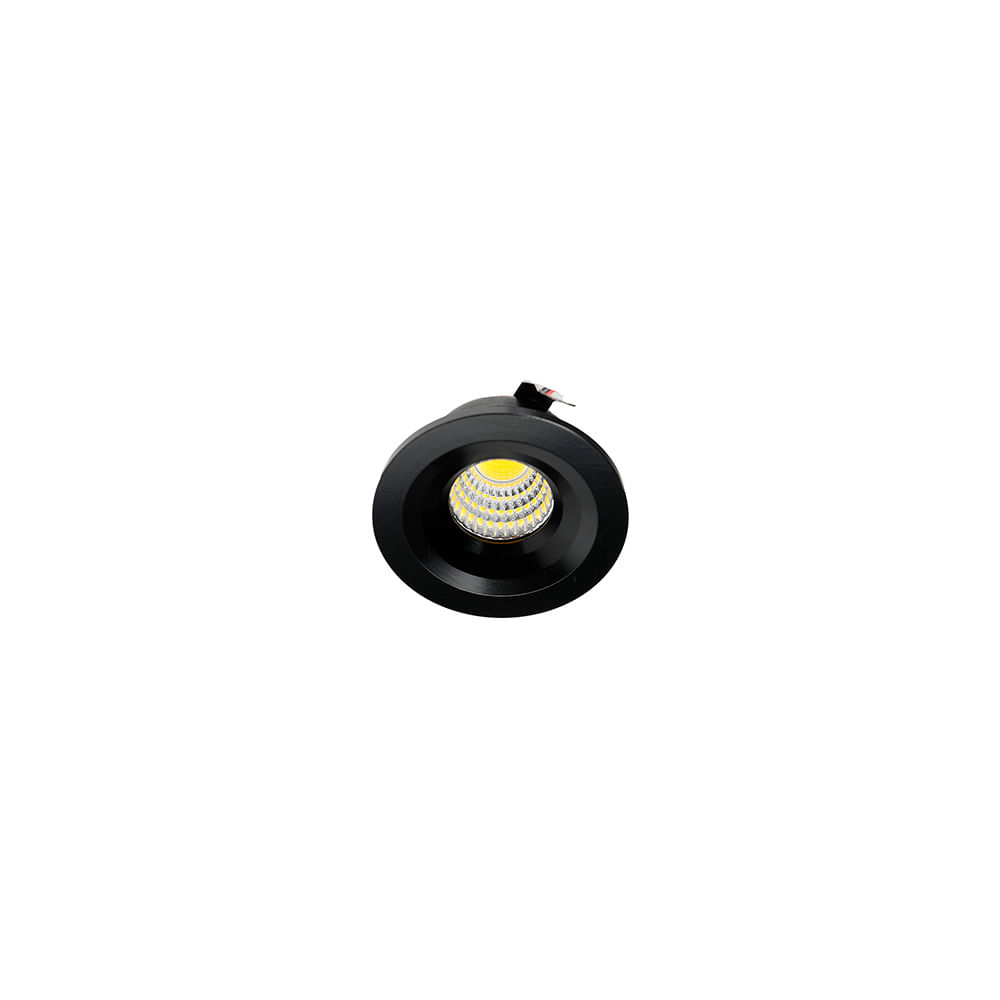 Spot De Embutir Para Móvel Nordecor Elysa Mini Redondo Led 3w Bivolt Preto 3000k Luz Amarela