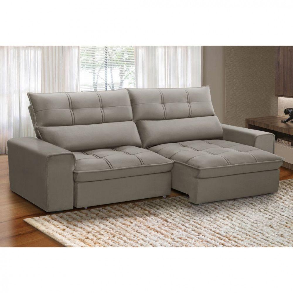 Sofa 3 Lugares Retratil E Reclinavel Ferguile Lotus Castor