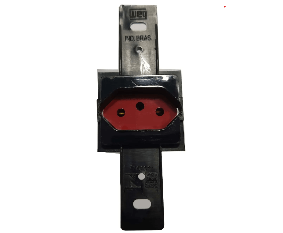 Tomada 2p+t 10a 250v~ Klin Weg Preto Com Fundo Vermelho