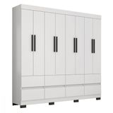 Guarda Roupa Esmeralda 8 Portas 8 Gavetas Sem Espelho Branco