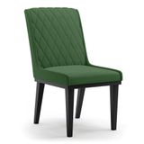 Cadeira Sala De Jantar Base Madeira Preto Sofia Suede Verde D03 - D&#39;rossi