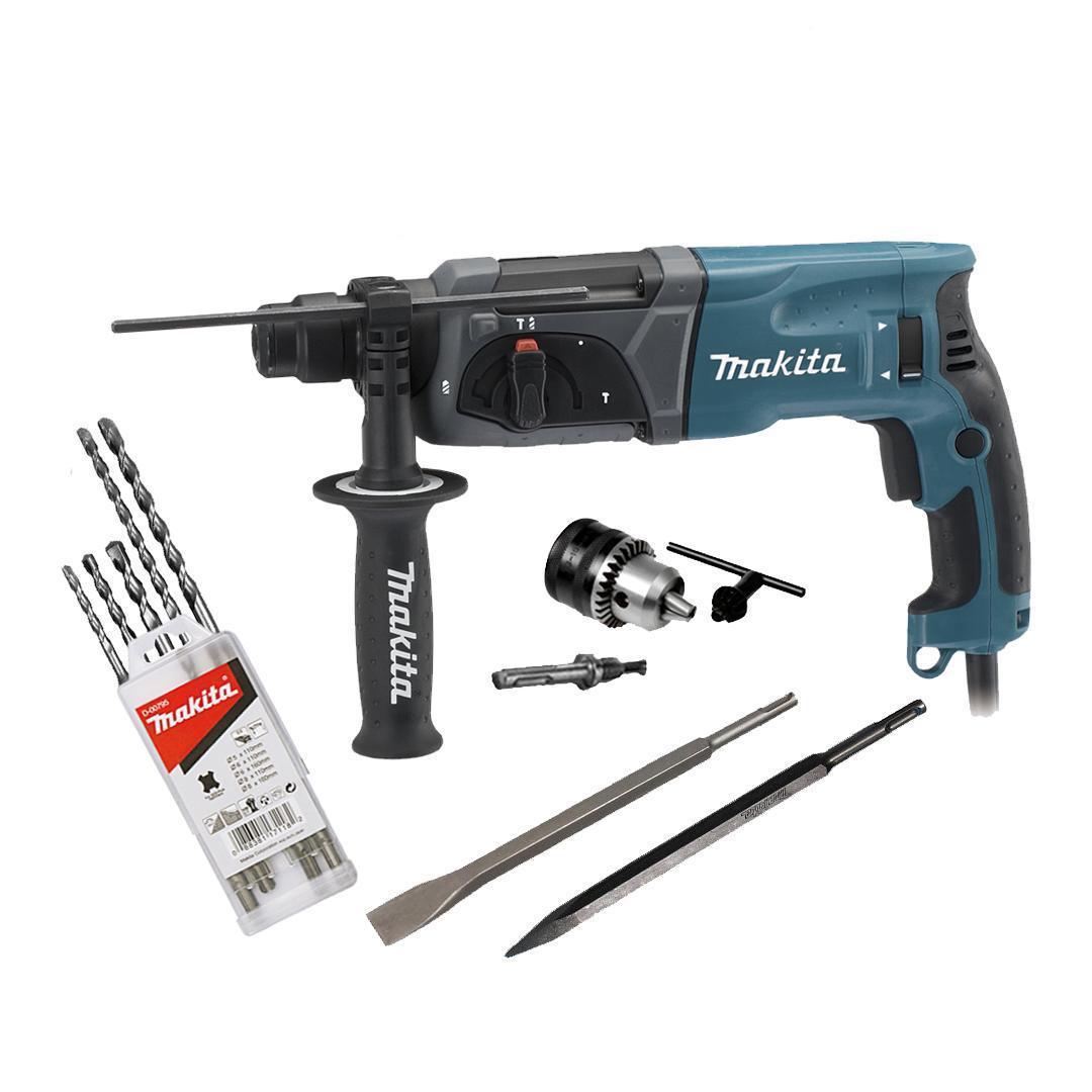 Martelete Makita 800w Hr2470x18 S/ Maleta + Kit Brocas 110v