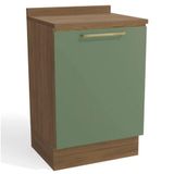 Balcão Para Cozinha 60cm 1 Porta Botanic Kappesberg Nogueira Fosco-verde Oliva