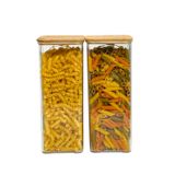 Kit 2 Potes De Acrílico 2l Com Tampa Herméticos Quadrados - Tüd