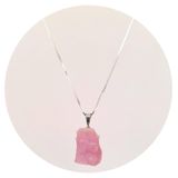 Colar 60cm Prata 925 Quartzo Rosa Bruto - Natural E Legítimo