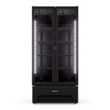 Expositor Vertical Porta Dupla Slim 752 Litros Metalfrio Vb70 All Black 127v