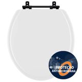 Assento Sanitario Antimicrobiano Convencional Oval Universal Branco Com Ferragem Preta