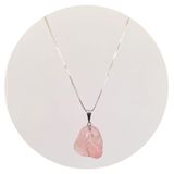 Colar 50cm Prata 925 Quartzo Rosa - Natural P. Vecchio Joias