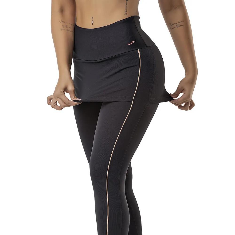 Calça Legging Saia Feminina Elite 129321 Academia Treino Preto/nude M