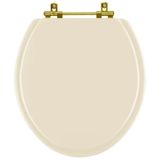 Assento Sanitario Poliéster Convencional Oval Creme Para Vaso Deca Com Ferragem Dourada