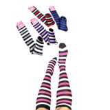 24 Pares Meias Longas Coloridas Listradas Até O Joelho