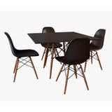 Conjunto De Mesa Eames Tampo Quadrado Preto 90cm 4 Cadeiras Pretas