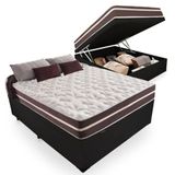 Cama Box Baú Casal + Colchão De Molas Comfort Prime Classic Superlastic 138x188x64 Preto