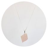 Colar 50cm Prata 925 Quartzo Rosa Bruto - Natural E Legítimo