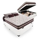 Cama Box Baú Casal + Colchão De Molas Comfort Prime Classic Superlastic 138x188x64 Branco