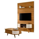 Estante Home Theater Com Bancada Silverstone E Mesa De Centro Indianápolis Naturale Off White - Madetec