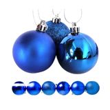 Kit 6 Bolas Natal Mista Glitter, Fosca, Lisa Azul Royal 8cm - Master Christmas